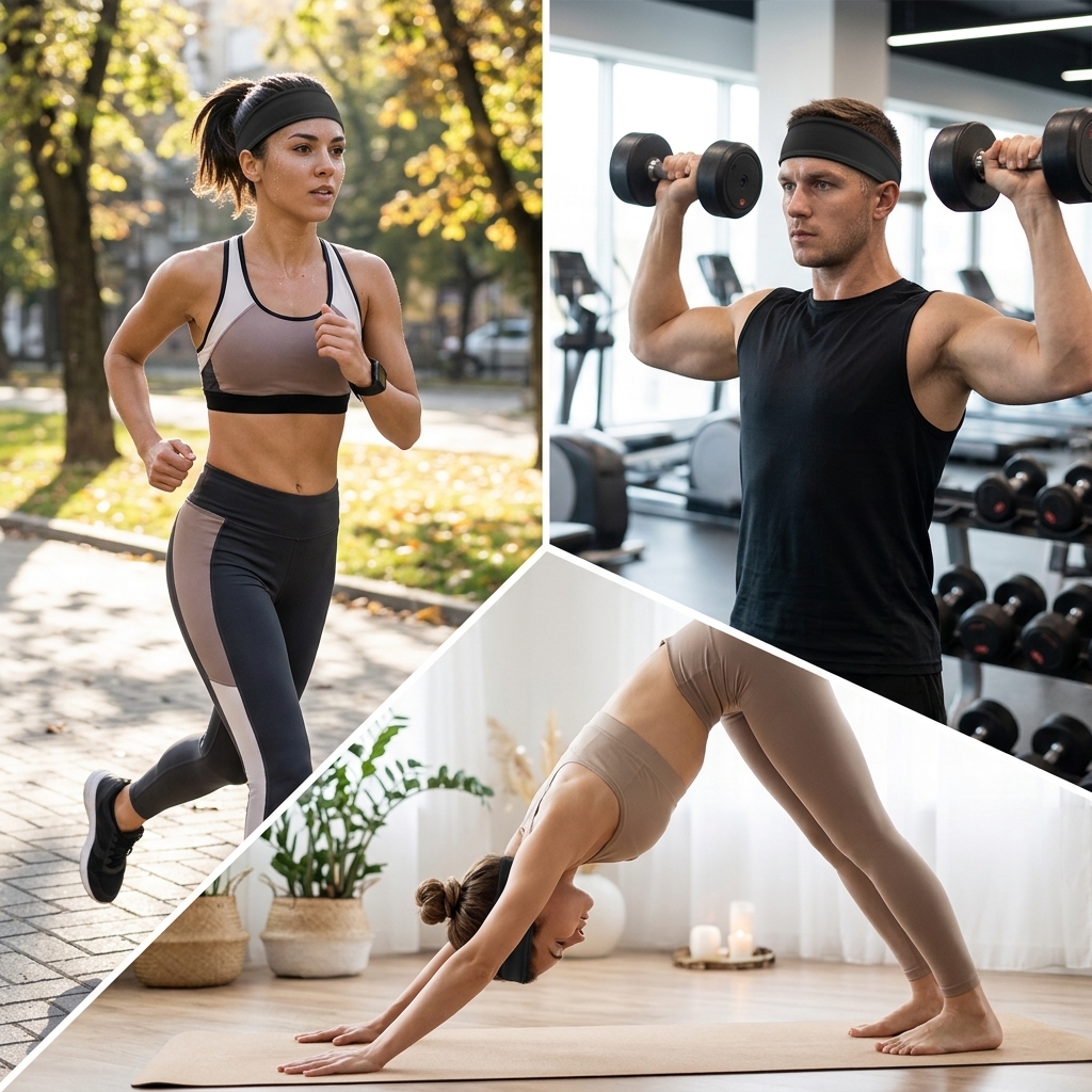 Polyester Sweatband for Gym Fi - Running Gear Headband 评论和价格
