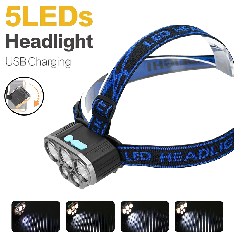 Rechargeable 5 LED Headlight U - Running Headlamp Led 评论和价格