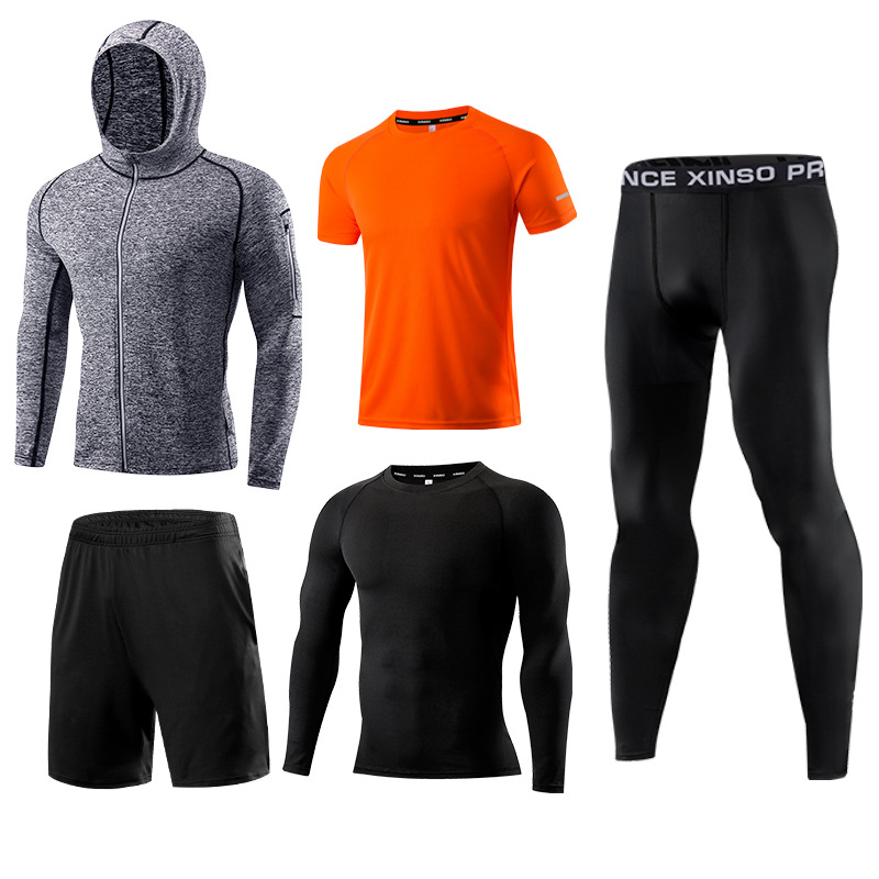 5-Piece Men's Fitness Clothes  - Running Gear Autumn 评论和价格