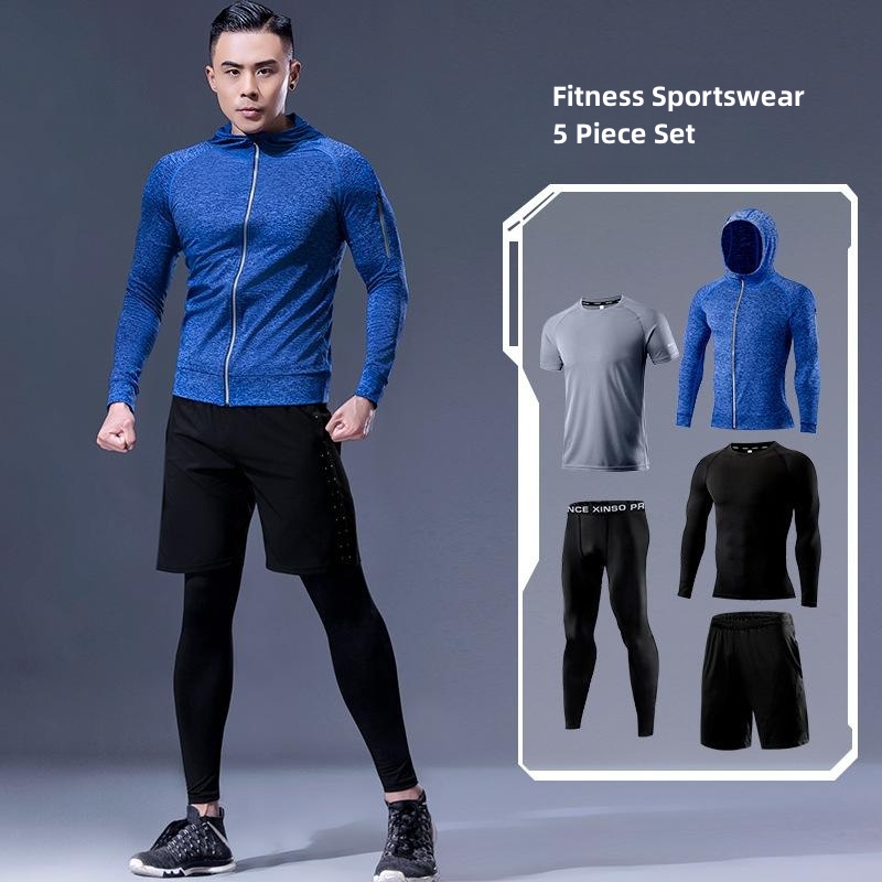 5-Piece Men's Fitness Clothes  - Running Gear Autumn 评论和价格