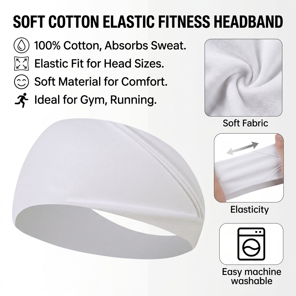 Pure Cotton Sweatband for Runn - Running Gear Headband 评论和价格