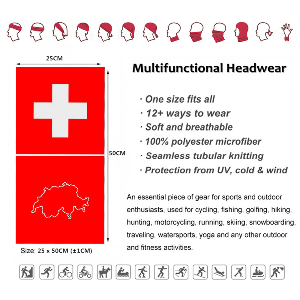 Swiss Flag Neck Gaiter Headsca - Running Gear Headband 评论和价格