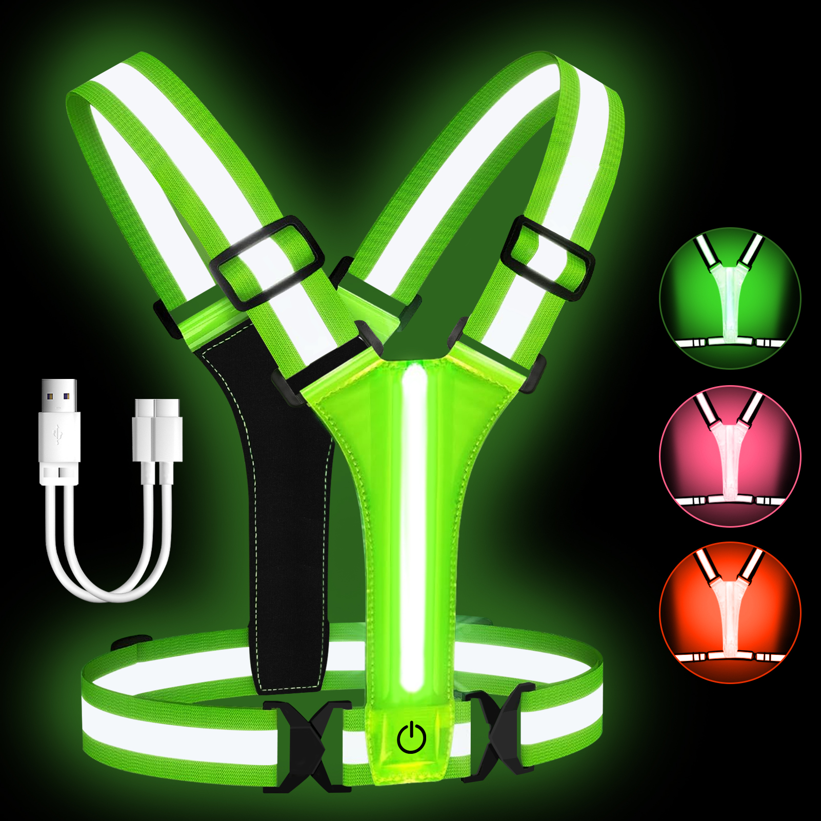 Adjustable LED Reflective Vest - Running Gear Autumn 评论和价格