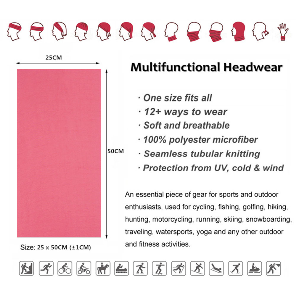 Pink Seamless Outdoor Bandana  - Running Gear Headband 评论和价格